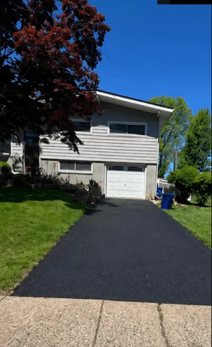 Residential driveway after sealcoating